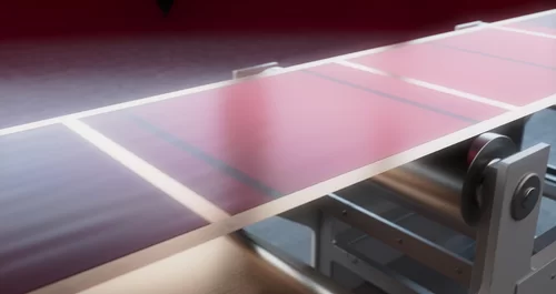 Closeup of diode laser drying of electrodes for lithium-ion batteries by Laserline diode lasers