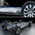 Body of a car suspension with a battery pack housed in an aluminum box welded by precision power laser from Lincoln Electric by Laserline diode lasers