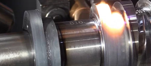 Camshaft during hardening process with laser heat treatment by Laserline Diode Lasers