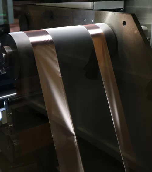 Battery foil on a roll in process of laser drying by Laserline diode lasers